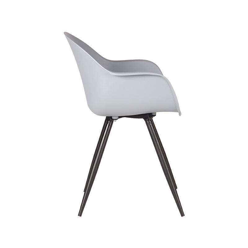 LABEL51 Eetkamerstoelen Luca - Grijs - PP - Zwart Metalen Frame