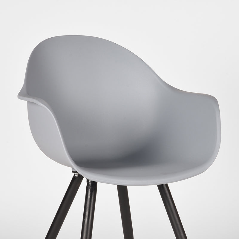 LABEL51 Eetkamerstoelen Luca - Grijs - PP - Zwart Metalen Frame