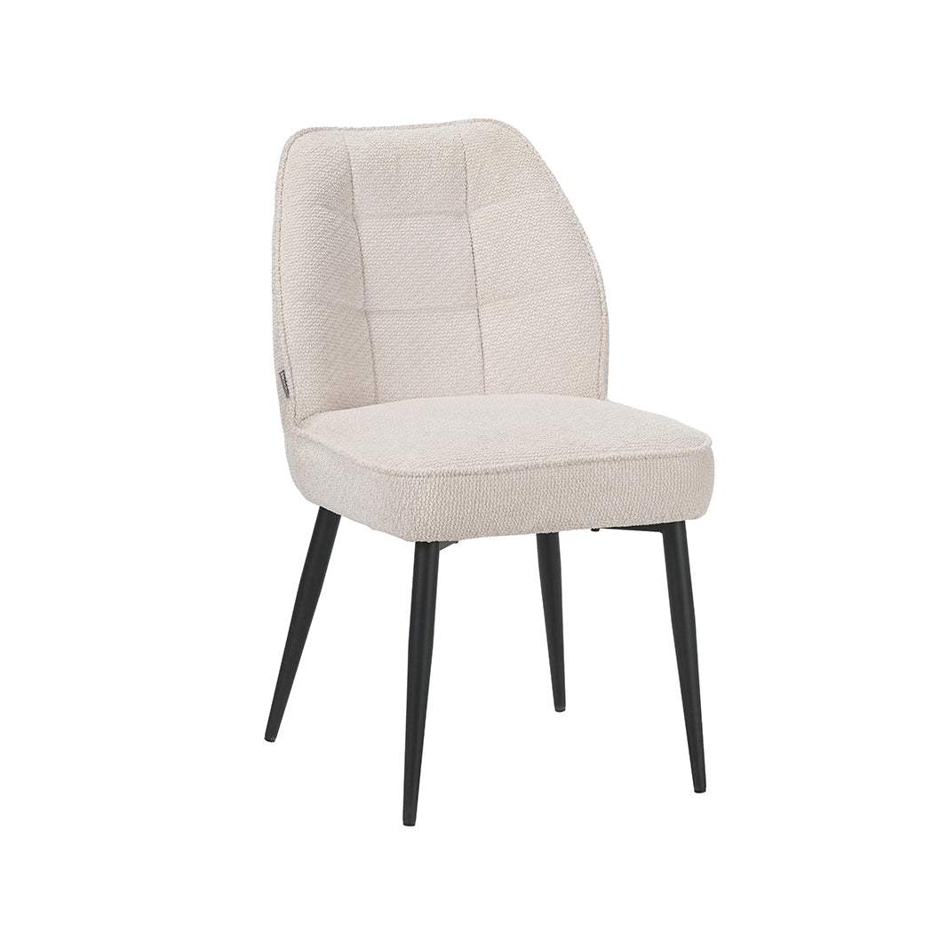LABEL51 Eetkamerstoelen Liam - Naturel - Geweven - Zwart Metalen Frame
