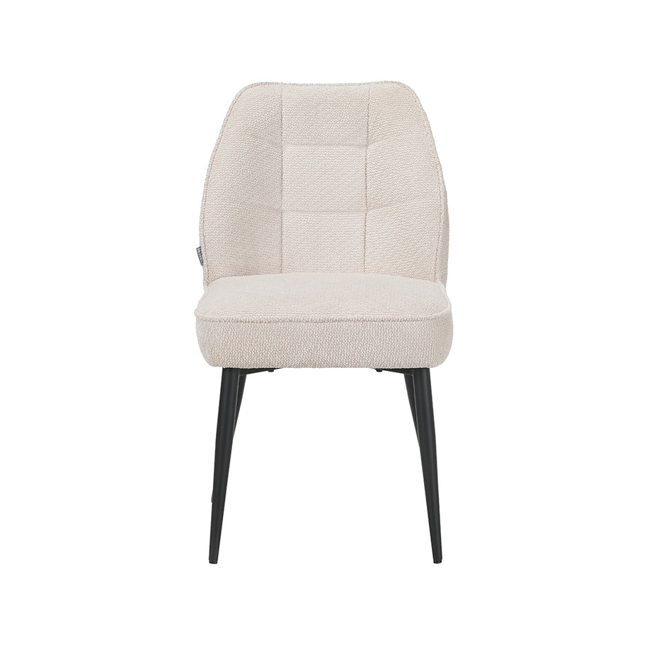 LABEL51 Eetkamerstoelen Liam - Naturel - Geweven - Zwart Metalen Frame