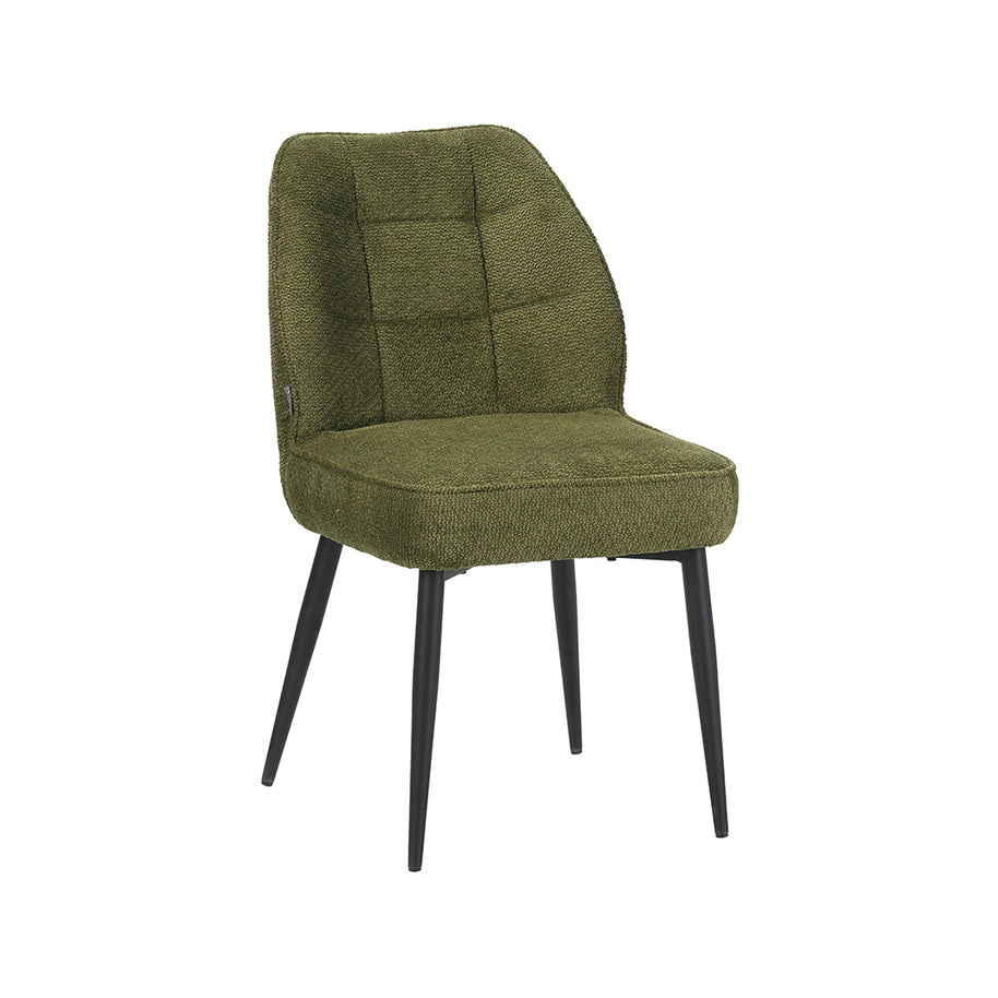 LABEL51 Eetkamerstoelen Liam - Hunter - Geweven - Zwart Metalen Frame