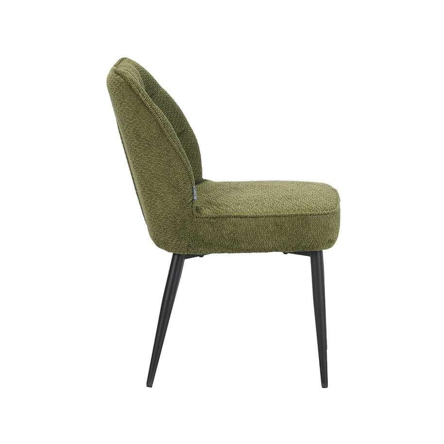 LABEL51 Eetkamerstoelen Liam - Hunter - Geweven - Zwart Metalen Frame