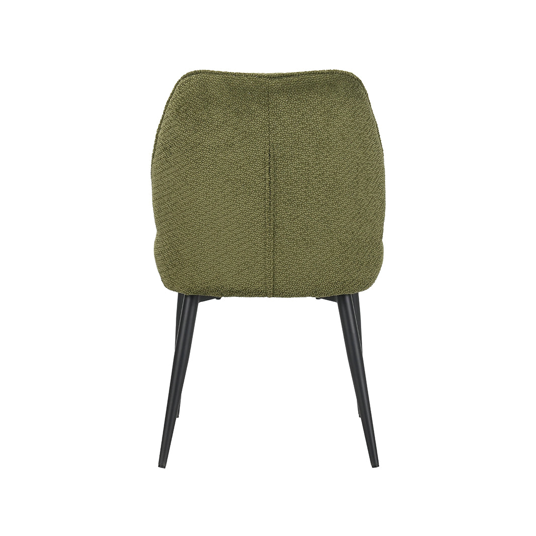 LABEL51 Eetkamerstoelen Liam - Hunter - Geweven - Zwart Metalen Frame