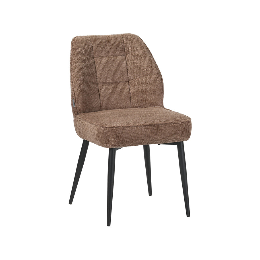 LABEL51 Eetkamerstoelen Liam - Taupe - Geweven - Zwart Metalen Frame