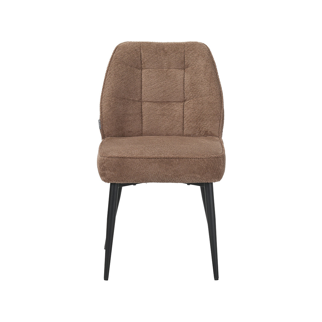 LABEL51 Eetkamerstoelen Liam - Taupe - Geweven - Zwart Metalen Frame