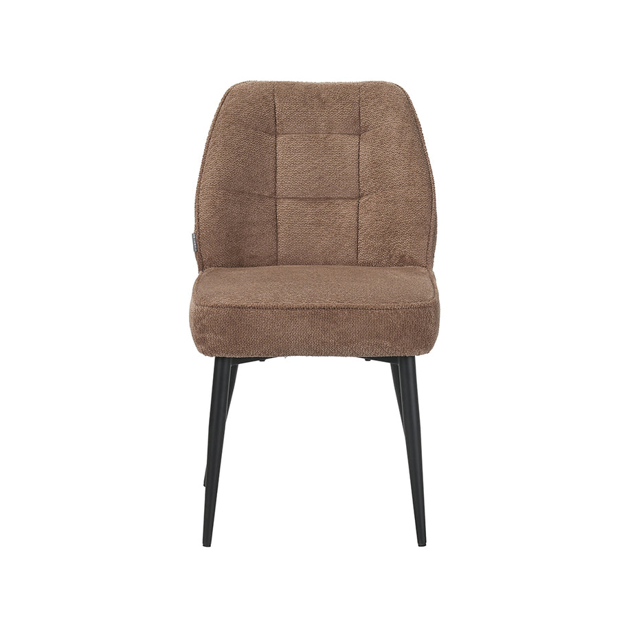 LABEL51 Eetkamerstoelen Liam - Taupe - Geweven - Zwart Metalen Frame