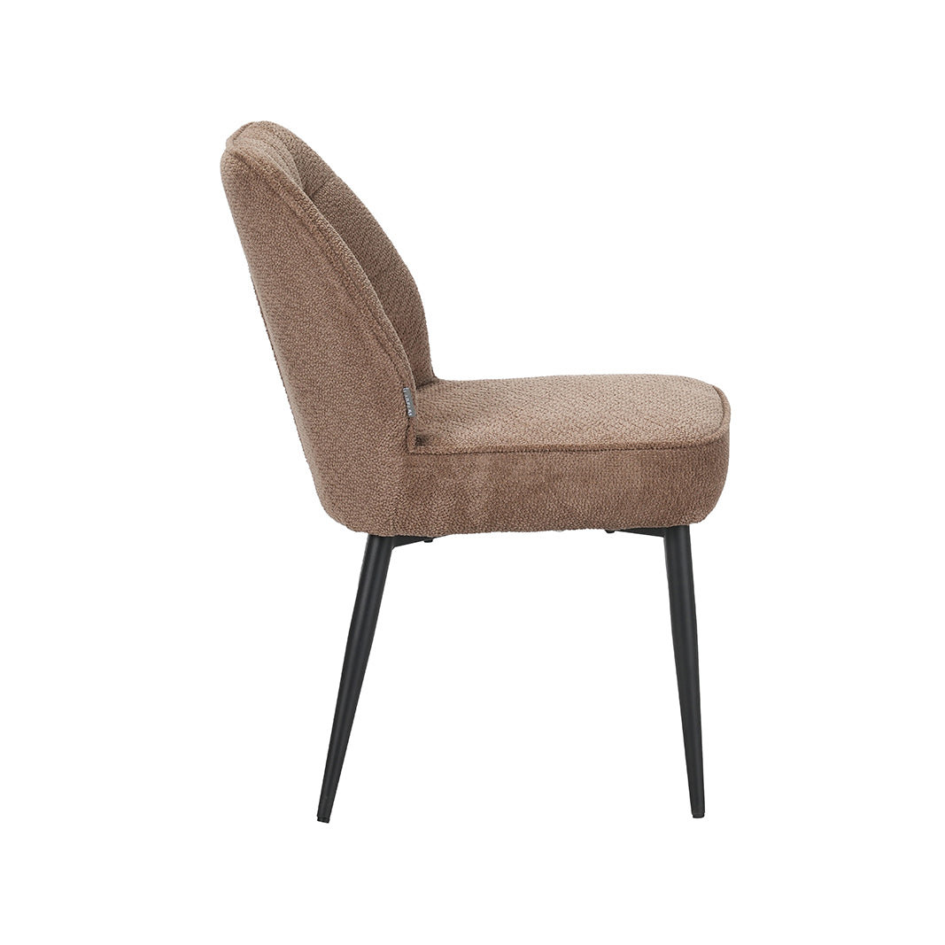 LABEL51 Eetkamerstoelen Liam - Taupe - Geweven - Zwart Metalen Frame