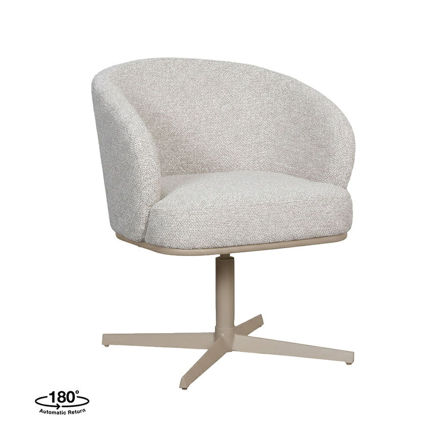 LABEL51 Eetkamerstoelen Cannes - Naturel - Boucle - Taupe Metalen Frame