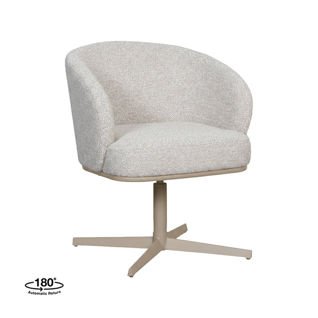 LABEL51 Eetkamerstoelen Cannes - Naturel - Boucle - Taupe Metalen Frame