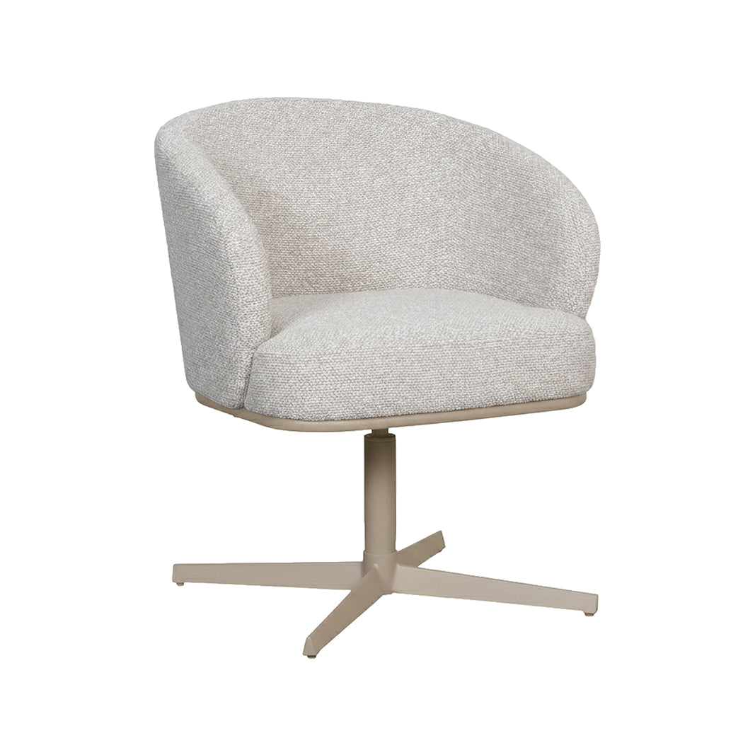LABEL51 Eetkamerstoelen Cannes - Naturel - Boucle - Taupe Metalen Frame