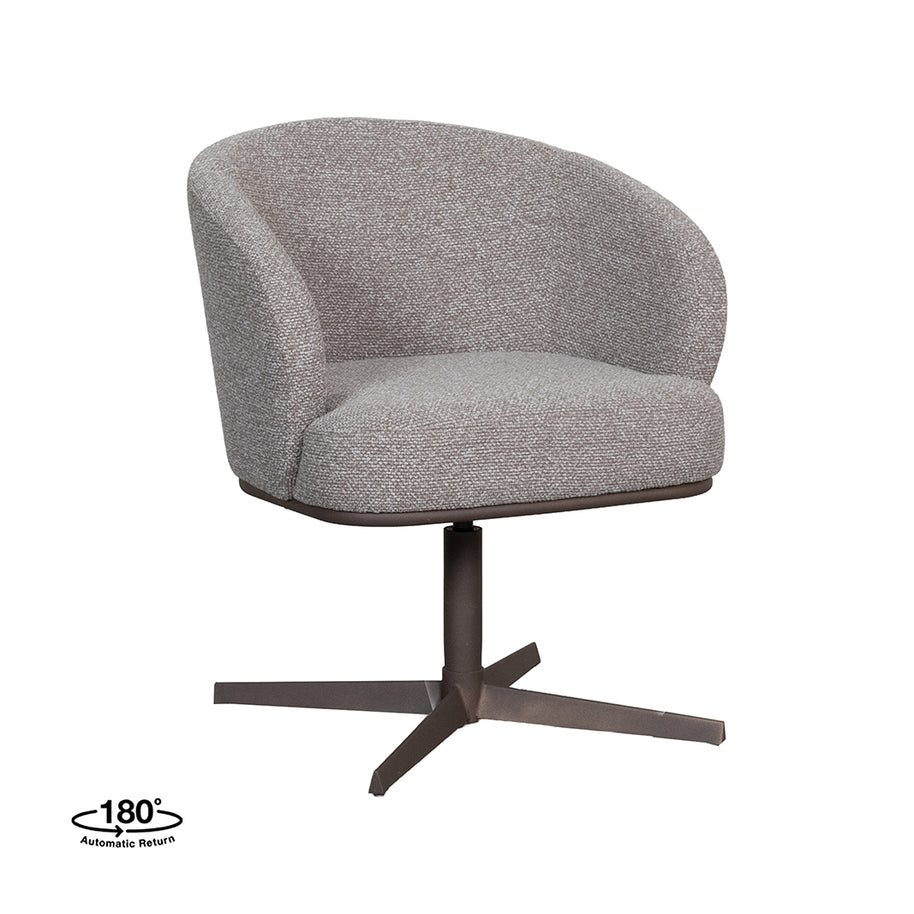 LABEL51 Eetkamerstoelen Cannes - Mushroom - Boucle - Brons Metalen Frame