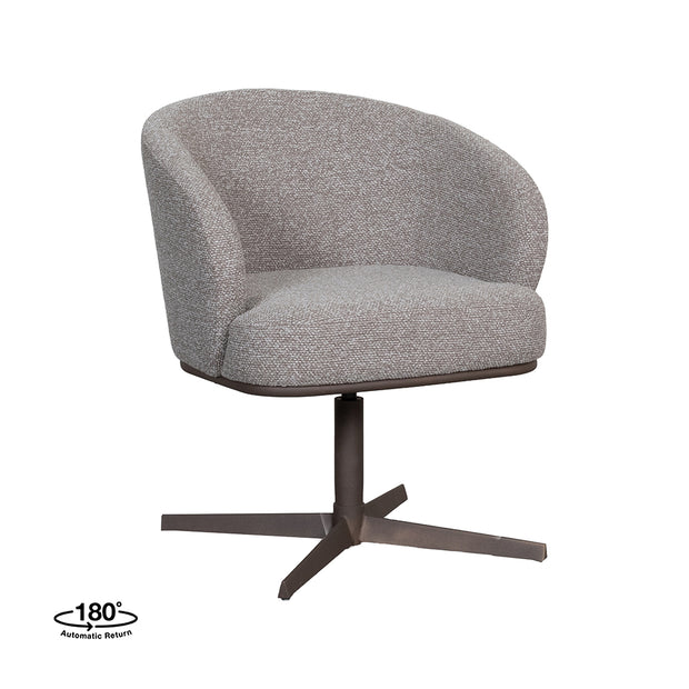 LABEL51 Eetkamerstoelen Cannes - Mushroom - Boucle - Brons Metalen Frame