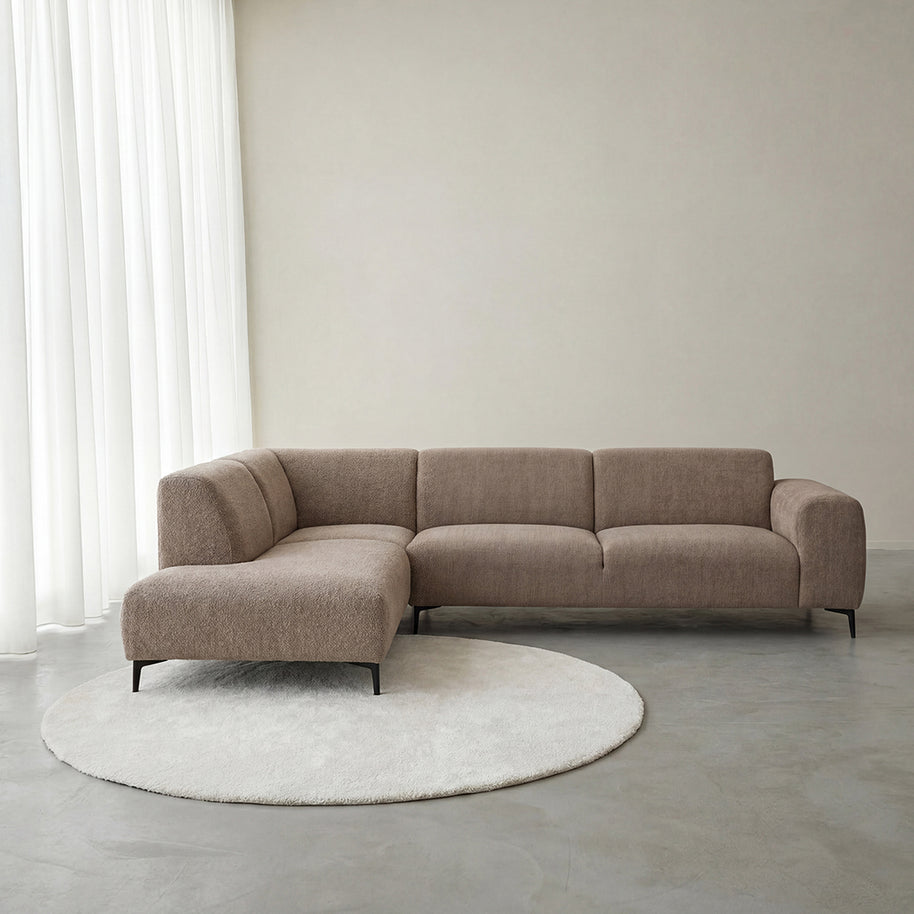 LABEL51 Hoekbanken Merido - Taupe Raven | Zwart Metaal - Velvet - Hoekbank Links