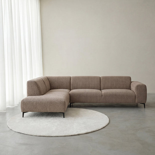 LABEL51 Hoekbanken Merido - Taupe Raven | Zwart Metaal - Velvet - Hoekbank Links