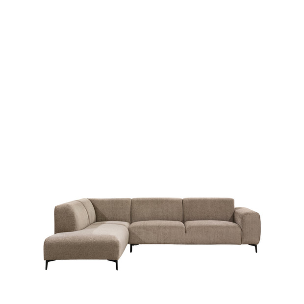 LABEL51 Hoekbanken Merido - Taupe Raven | Zwart Metaal - Velvet - Hoekbank Links