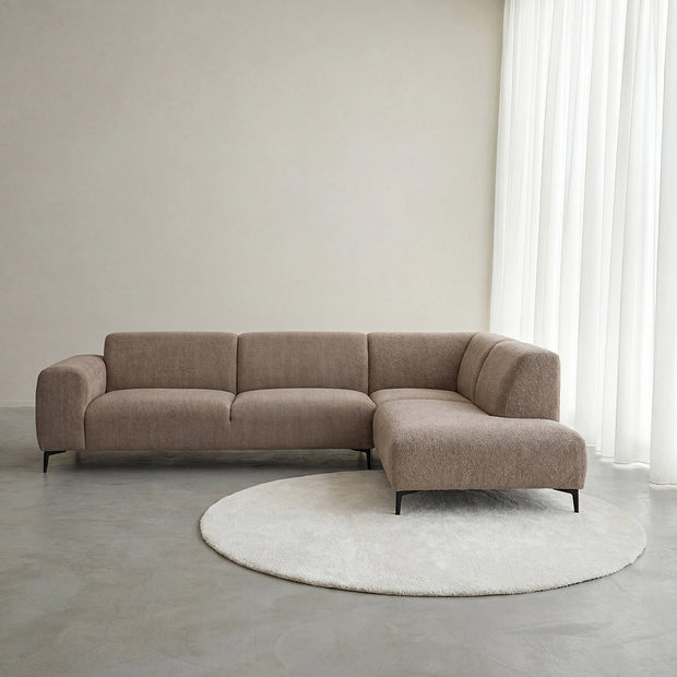 LABEL51 Hoekbanken Merido - Taupe Raven | Zwart Metaal - Velvet - Hoekbank Rechts