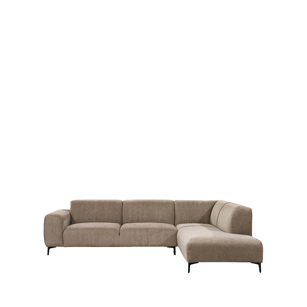 LABEL51 Hoekbanken Merido - Taupe Raven | Zwart Metaal - Velvet - Hoekbank Rechts