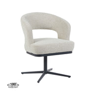 LABEL51 Eetkamerstoelen Monaco - Naturel - Boucle - Zwart Metalen Frame