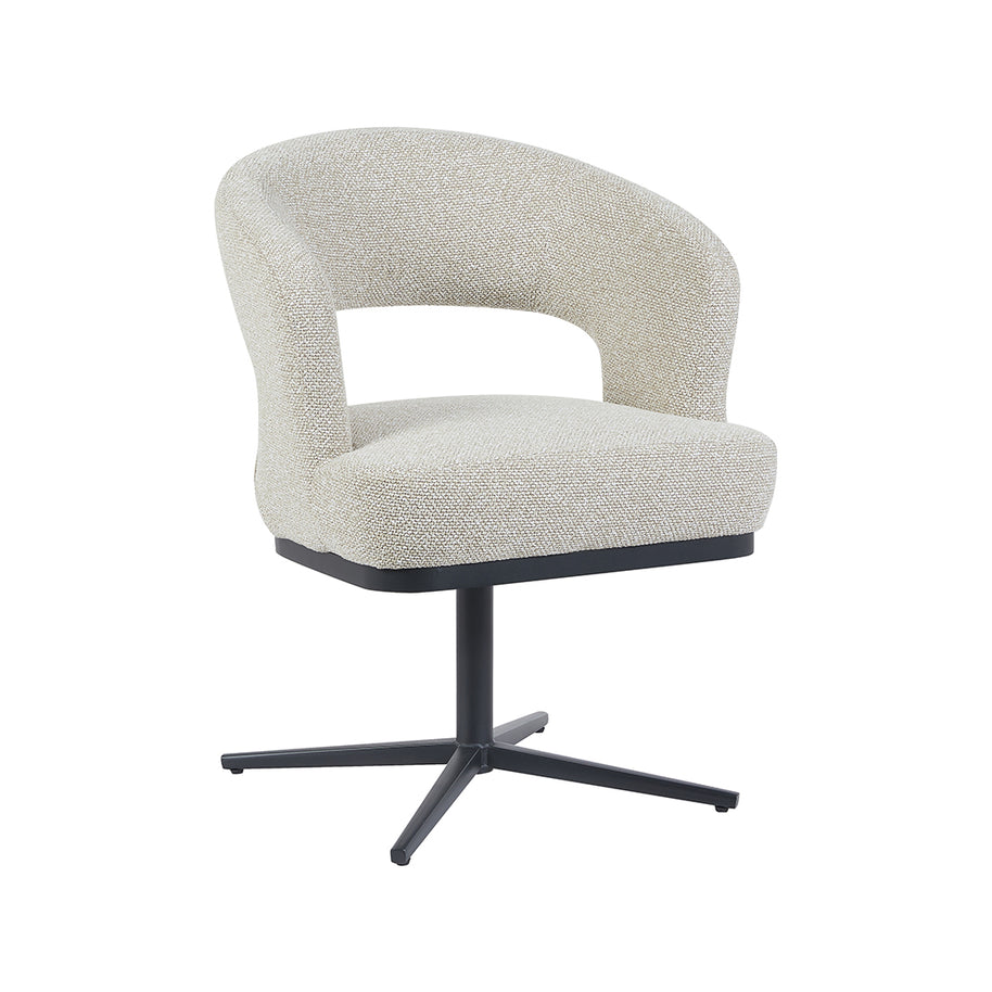 LABEL51 Eetkamerstoelen Monaco - Naturel - Boucle - Zwart Metalen Frame