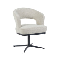LABEL51 Eetkamerstoelen Monaco - Naturel - Boucle - Zwart Metalen Frame