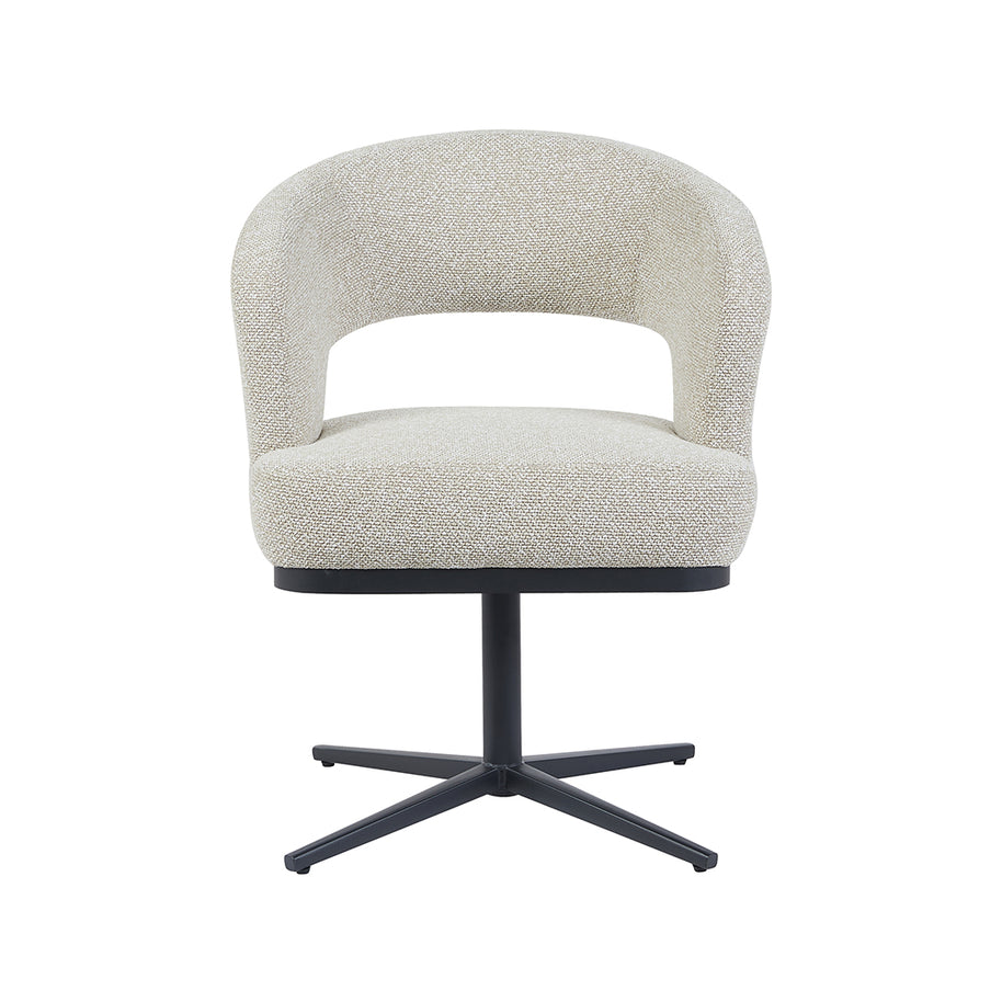 LABEL51 Eetkamerstoelen Monaco - Naturel - Boucle - Zwart Metalen Frame