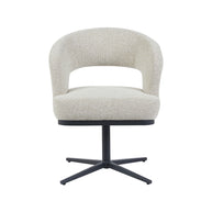 LABEL51 Eetkamerstoelen Monaco - Naturel - Boucle - Zwart Metalen Frame