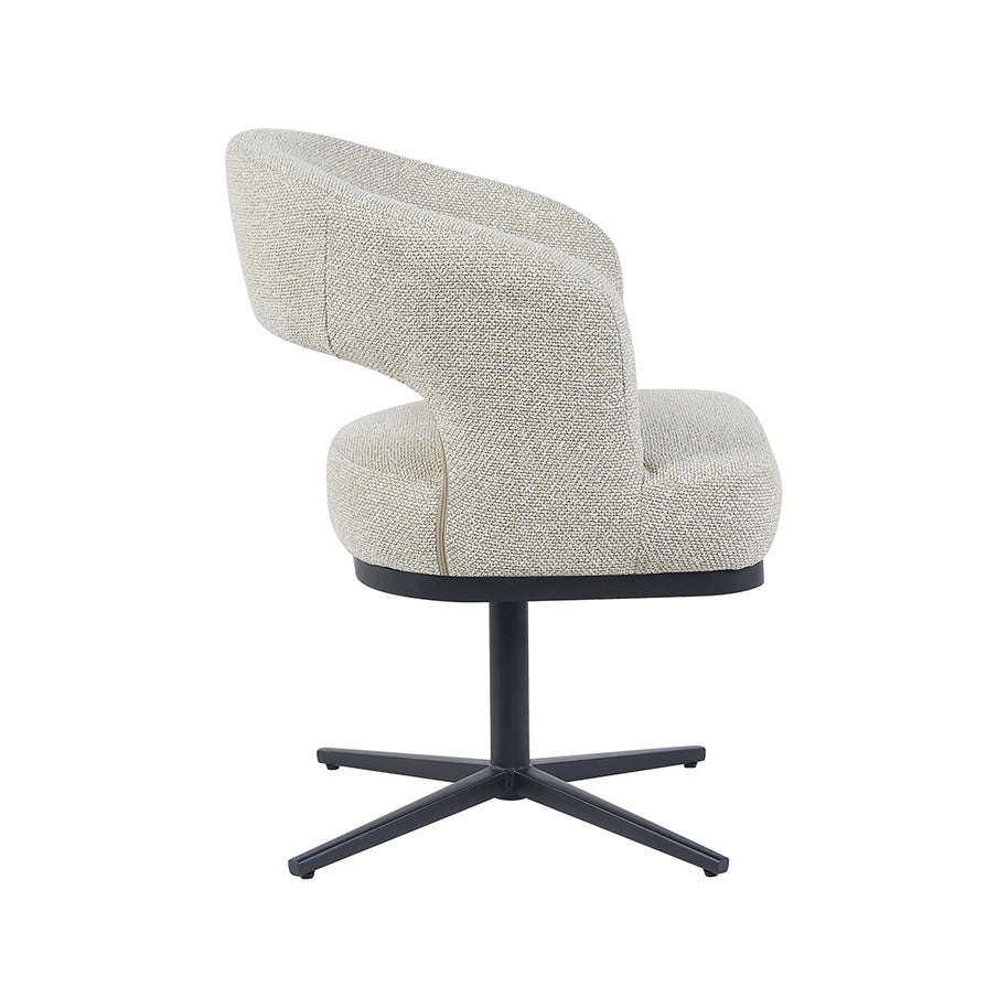 LABEL51 Eetkamerstoelen Monaco - Naturel - Boucle - Zwart Metalen Frame