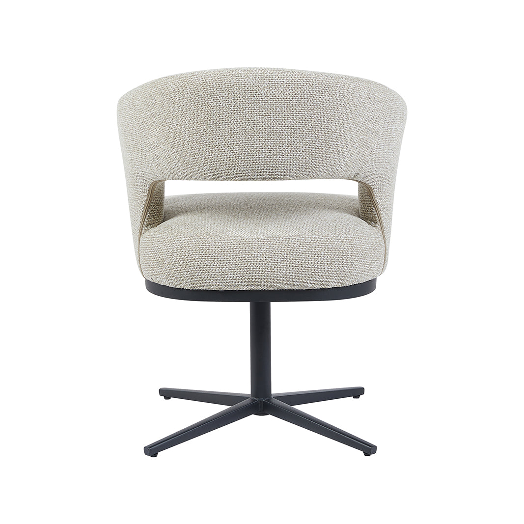 LABEL51 Eetkamerstoelen Monaco - Naturel - Boucle - Zwart Metalen Frame