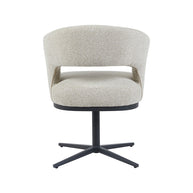 LABEL51 Eetkamerstoelen Monaco - Naturel - Boucle - Zwart Metalen Frame