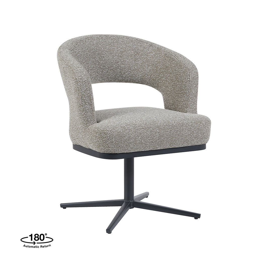 LABEL51 Eetkamerstoelen Monaco - Mushroom - Boucle - Zwart Metalen Frame