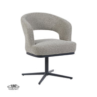 LABEL51 Eetkamerstoelen Monaco - Mushroom - Boucle - Zwart Metalen Frame