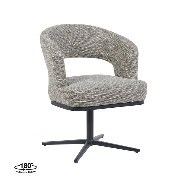 LABEL51 Eetkamerstoelen Monaco - Mushroom - Boucle - Zwart Metalen Frame