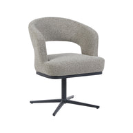 LABEL51 Eetkamerstoelen Monaco - Mushroom - Boucle - Zwart Metalen Frame