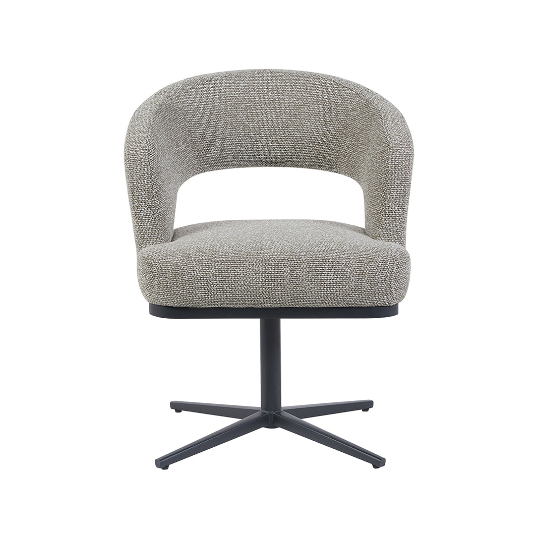 LABEL51 Eetkamerstoelen Monaco - Mushroom - Boucle - Zwart Metalen Frame