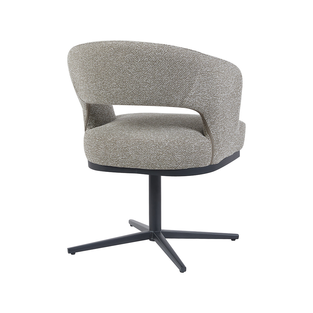 LABEL51 Eetkamerstoelen Monaco - Mushroom - Boucle - Zwart Metalen Frame
