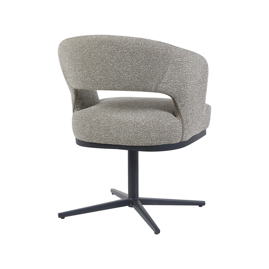 LABEL51 Eetkamerstoelen Monaco - Mushroom - Boucle - Zwart Metalen Frame