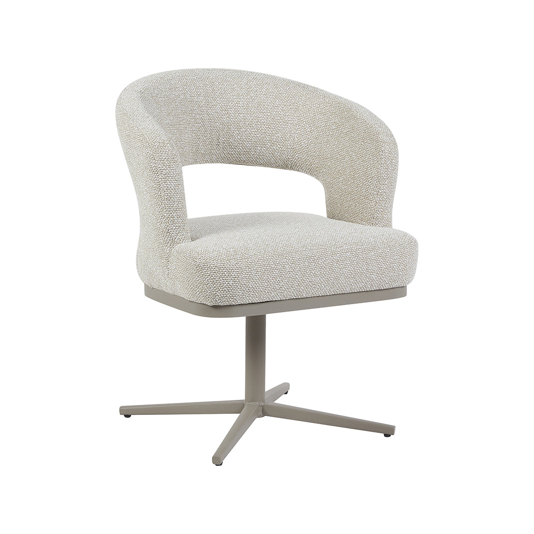 LABEL51 Eetkamerstoelen Monaco - Naturel - Boucle - Taupe Metalen Frame