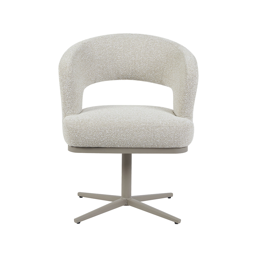 LABEL51 Eetkamerstoelen Monaco - Naturel - Boucle - Taupe Metalen Frame