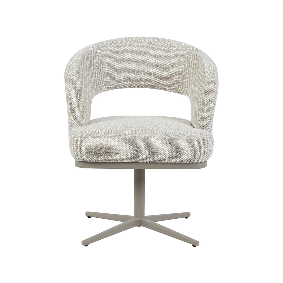 LABEL51 Eetkamerstoelen Monaco - Naturel - Boucle - Taupe Metalen Frame