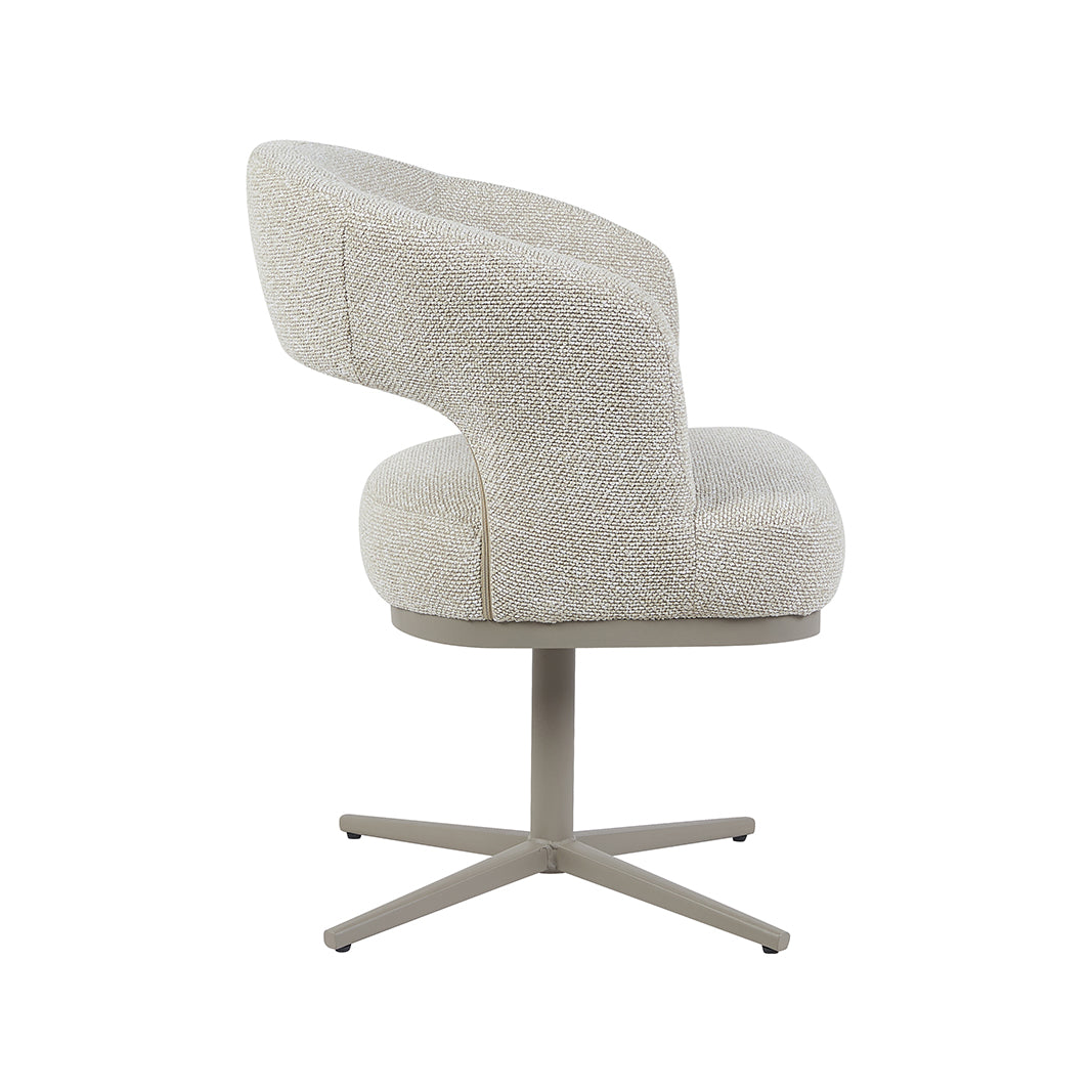 LABEL51 Eetkamerstoelen Monaco - Naturel - Boucle - Taupe Metalen Frame