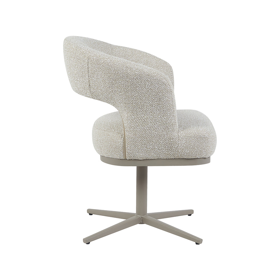 LABEL51 Eetkamerstoelen Monaco - Naturel - Boucle - Taupe Metalen Frame