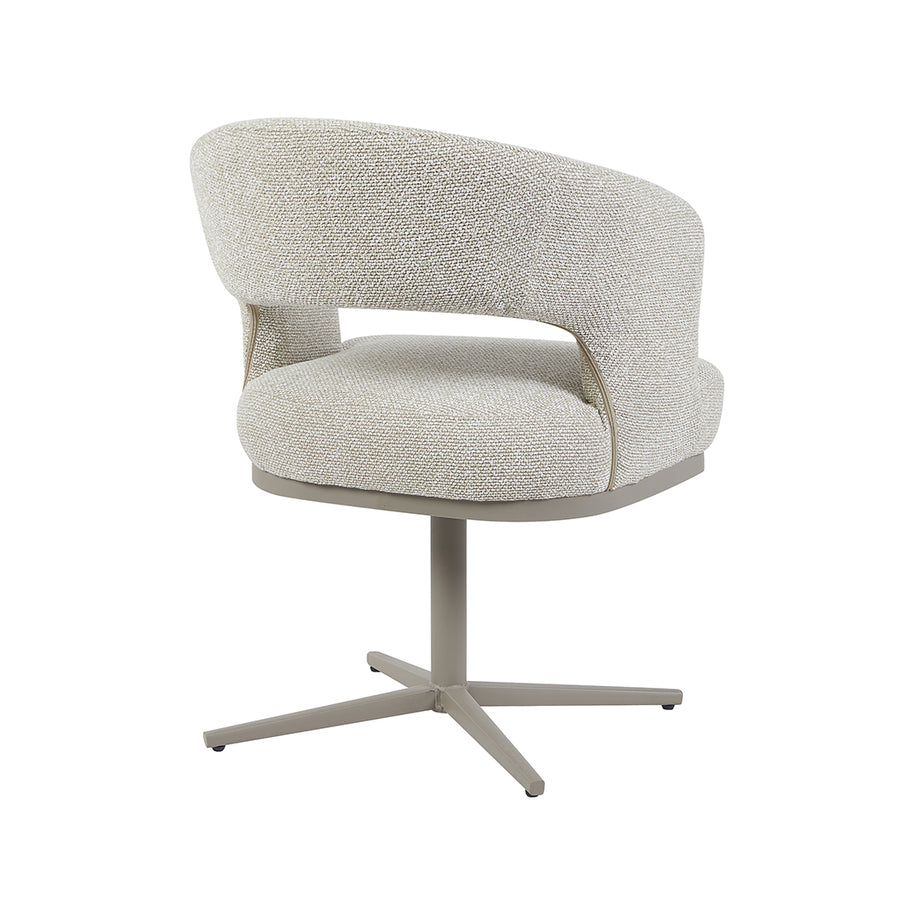 LABEL51 Eetkamerstoelen Monaco - Naturel - Boucle - Taupe Metalen Frame