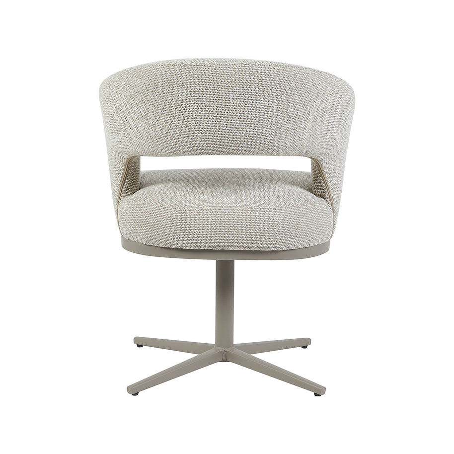 LABEL51 Eetkamerstoelen Monaco - Naturel - Boucle - Taupe Metalen Frame