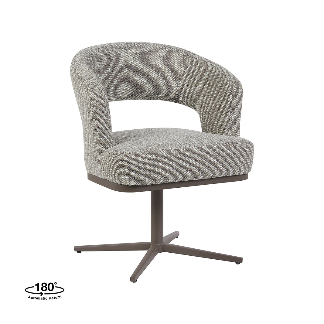 LABEL51 Eetkamerstoelen Monaco - Mushroom - Boucle - Brons Metalen Frame