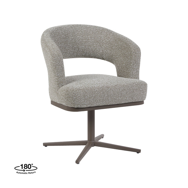 LABEL51 Eetkamerstoelen Monaco - Mushroom - Boucle - Brons Metalen Frame