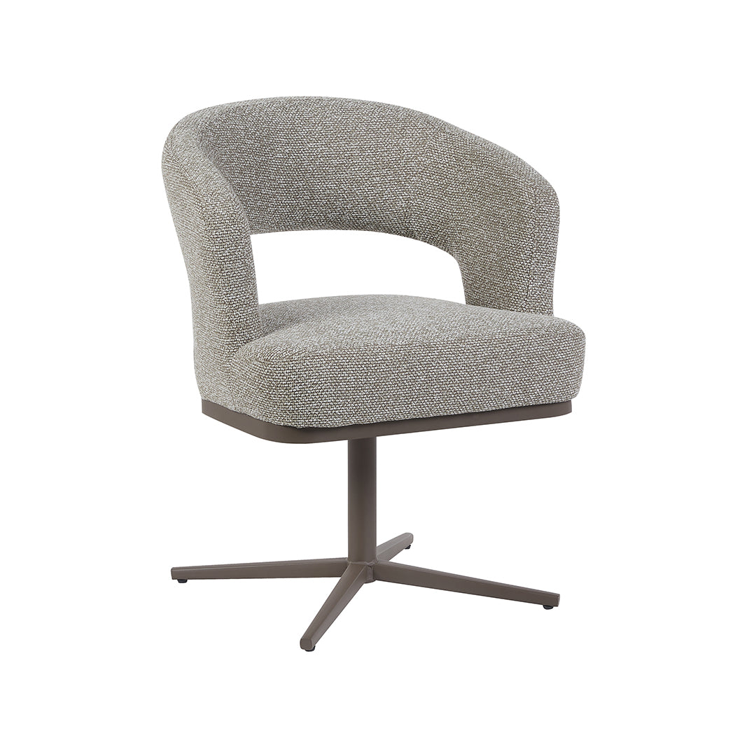LABEL51 Eetkamerstoelen Monaco - Mushroom - Boucle - Brons Metalen Frame