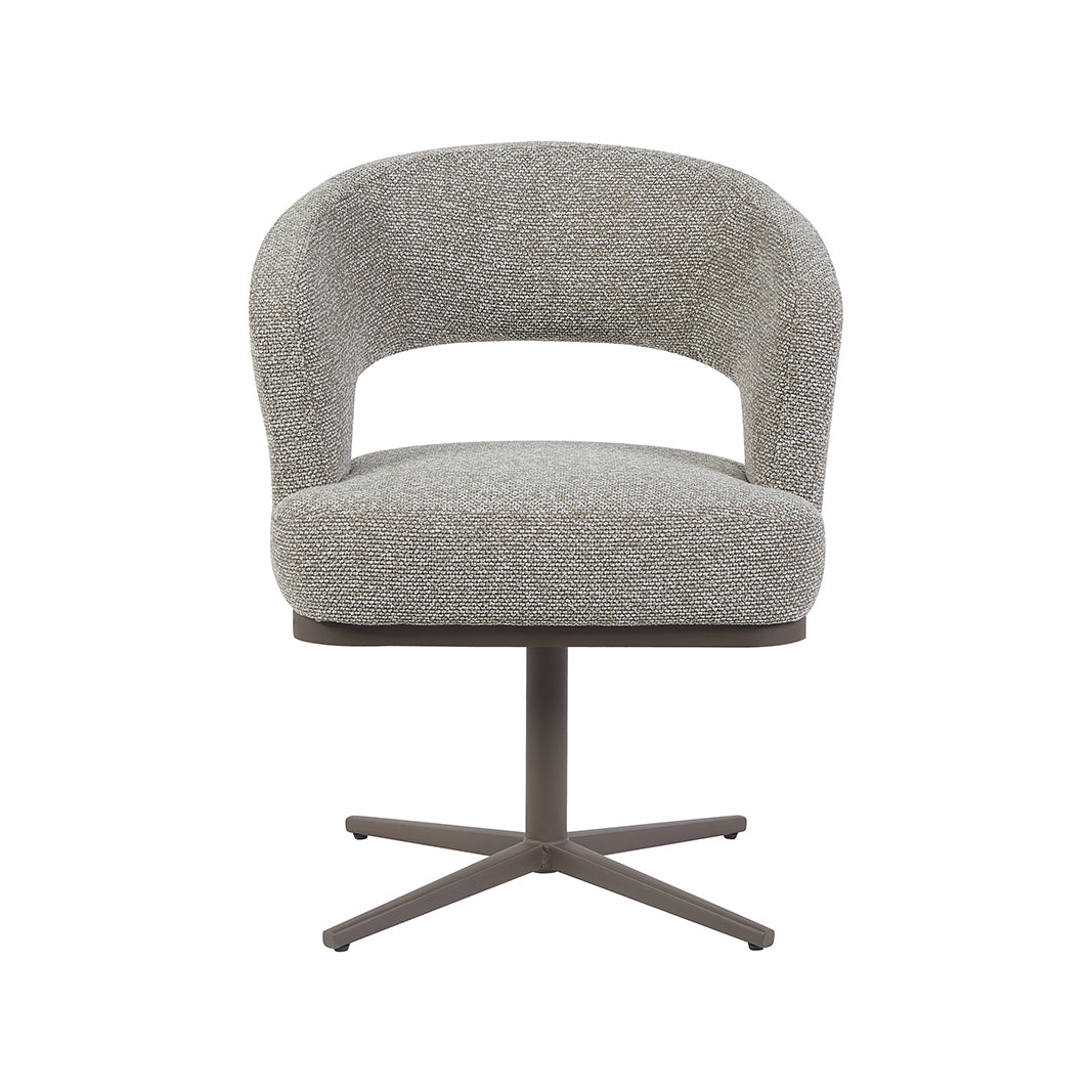 LABEL51 Eetkamerstoelen Monaco - Mushroom - Boucle - Brons Metalen Frame