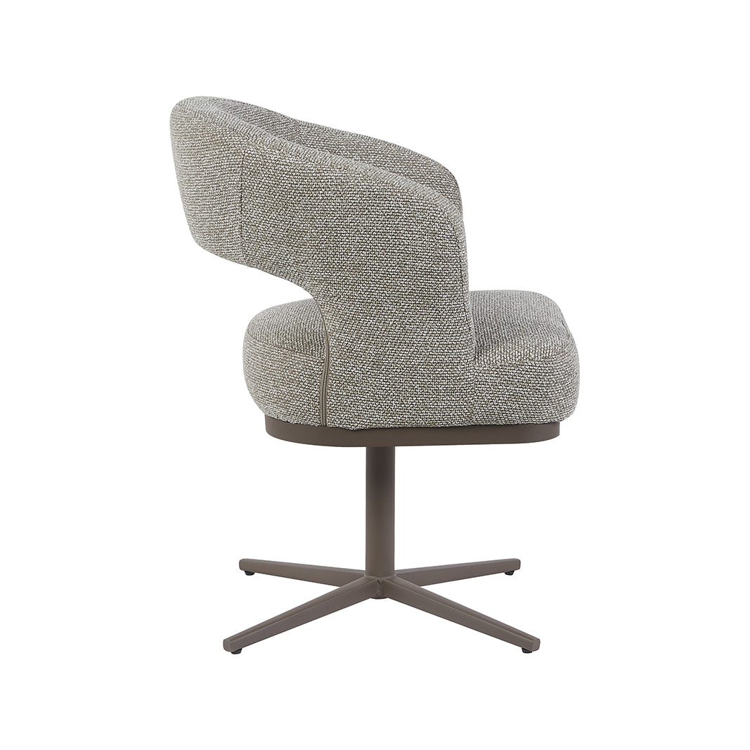 LABEL51 Eetkamerstoelen Monaco - Mushroom - Boucle - Brons Metalen Frame