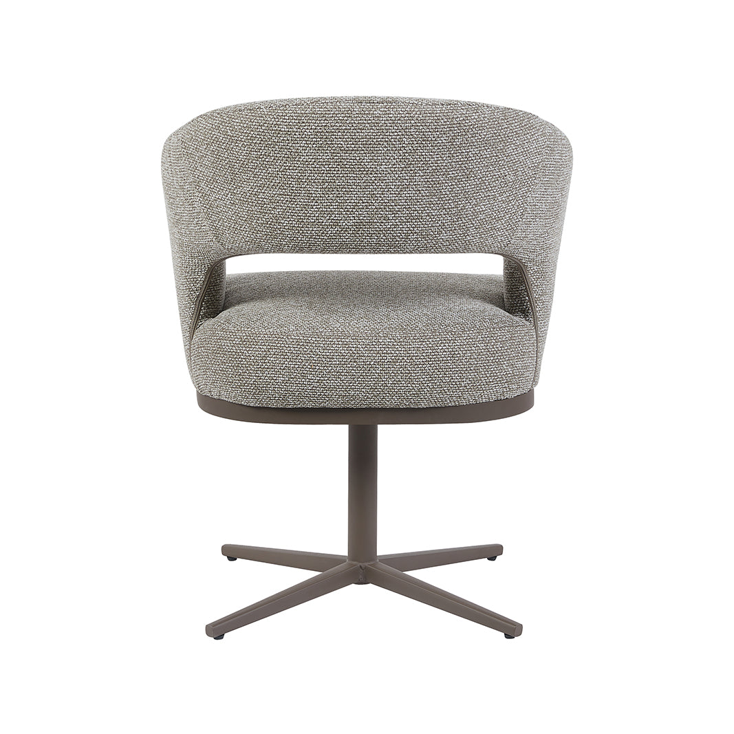 LABEL51 Eetkamerstoelen Monaco - Mushroom - Boucle - Brons Metalen Frame