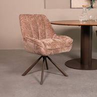 LABEL51 Eetkamerstoelen Reims - Taupe - Chenille - Brons Metalen Frame